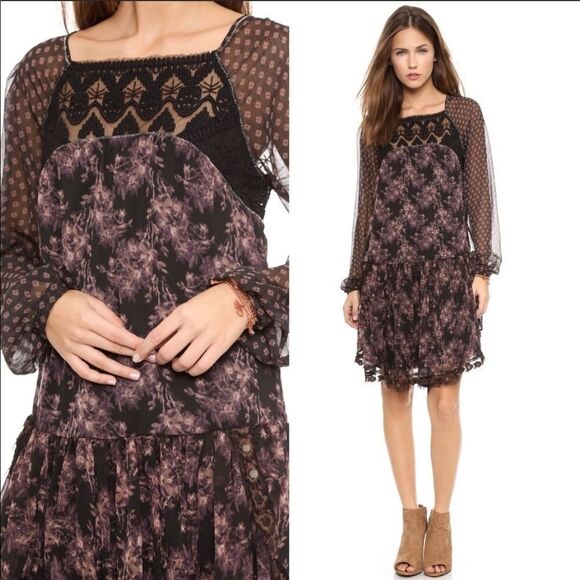FREE PEOPLE | Elsie Dress Floral Print & Lace XS - Picture 8 of 8